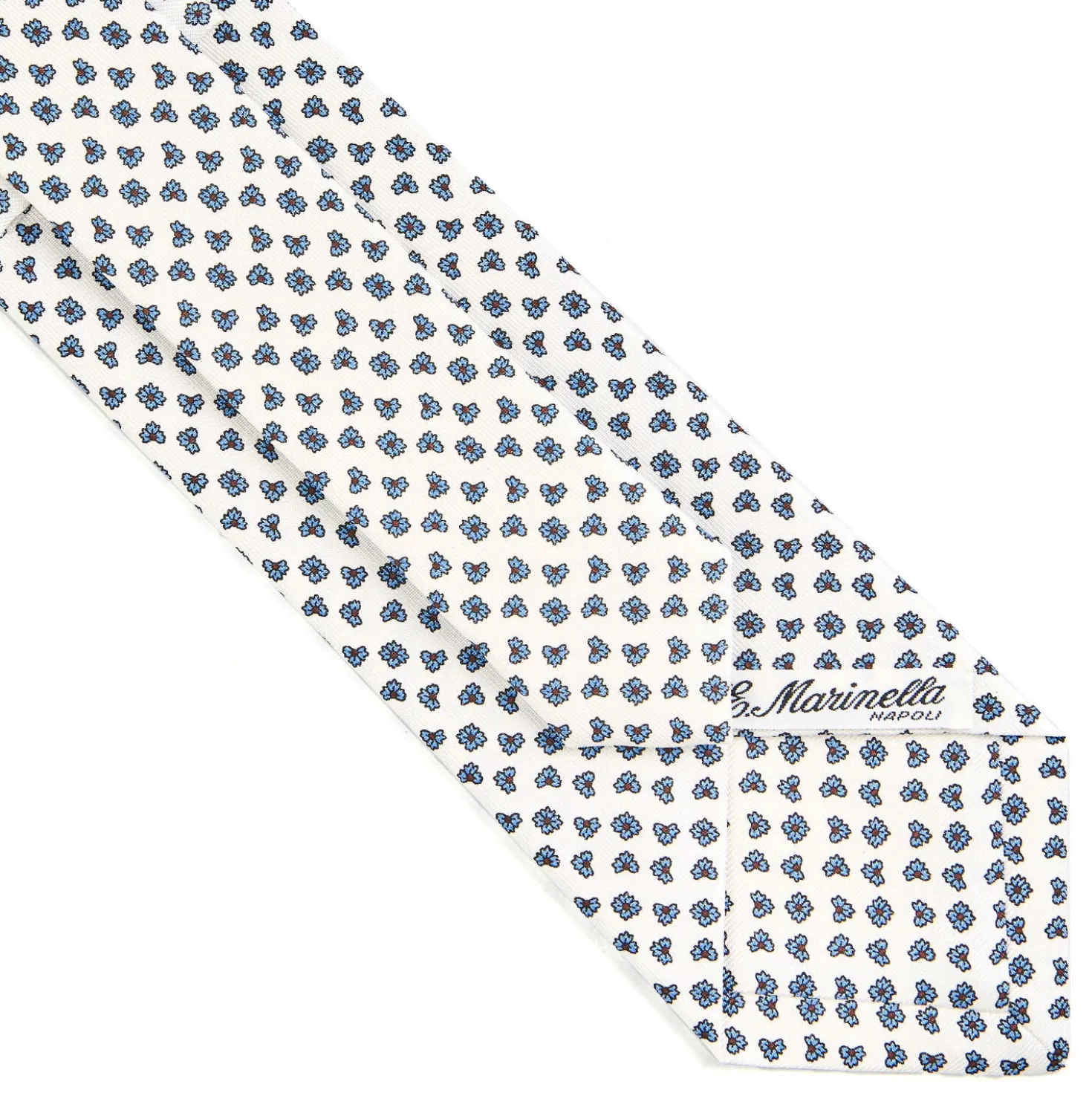 CRAVATTA SARTORIALE CLASSICA IN SETA BIANCA Microfantasia fiore
