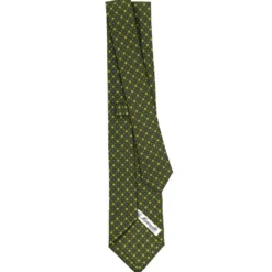 CRAVATTA SARTORIALE CLASSICA IN SETA VERDE OLIVA Microfantasia fiore