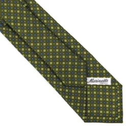CRAVATTA SARTORIALE CLASSICA IN SETA VERDE OLIVA Microfantasia fiore
