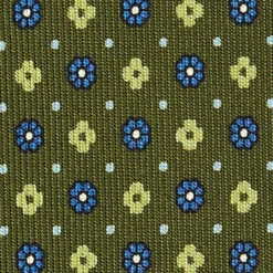 CRAVATTA SARTORIALE CLASSICA IN SETA VERDE OLIVA Microfantasia fiore
