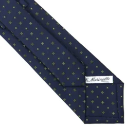 CRAVATTA SARTORIALE CLASSICA IN SETA BLU SCURO Microfantasia fiore