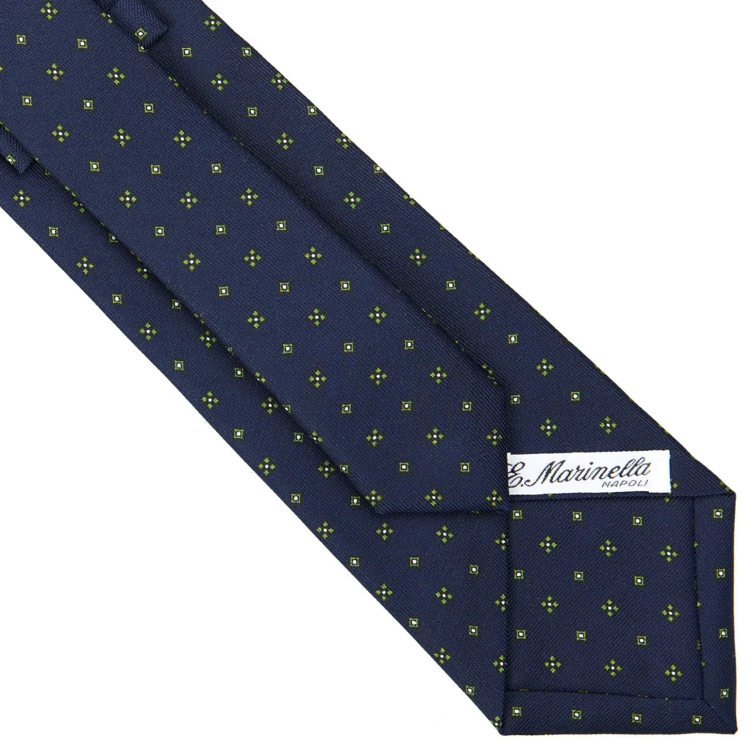 CRAVATTA SARTORIALE CLASSICA IN SETA BLU SCURO Microfantasia fiore