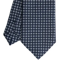 CRAVATTA SARTORIALE CLASSICA IN SETA BLU SCURO Microfantasia fiore