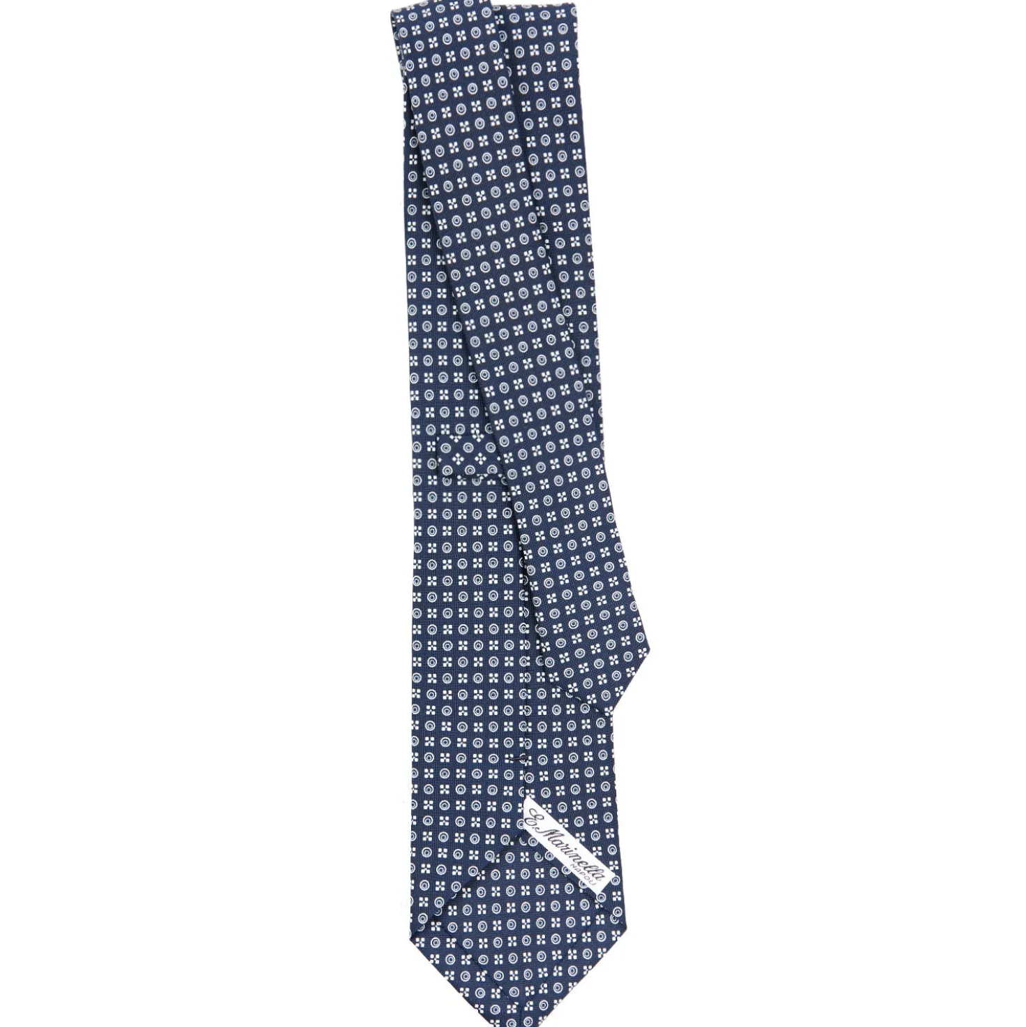 CRAVATTA SARTORIALE CLASSICA IN SETA BLU SCURO Microfantasia fiore