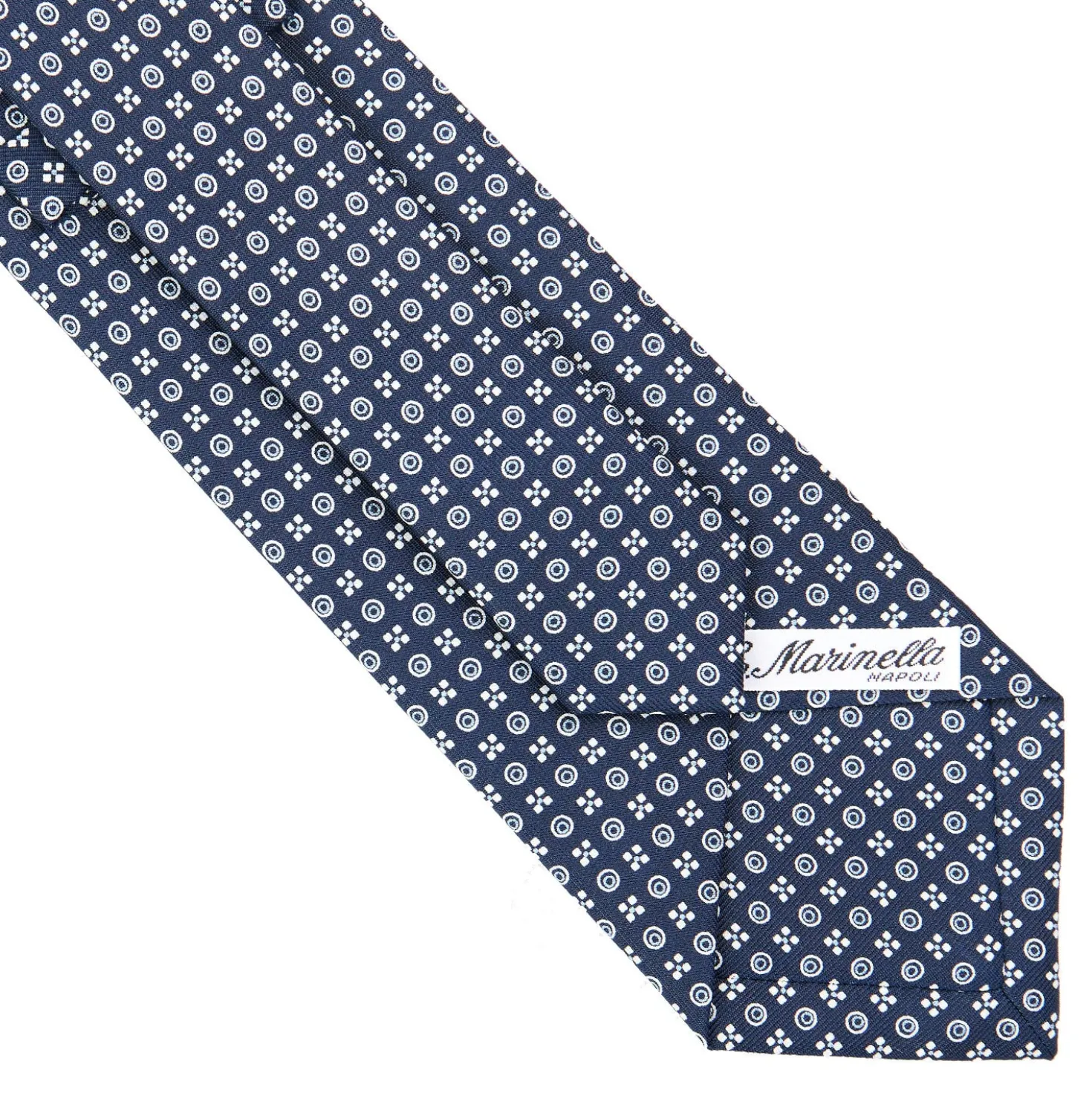 CRAVATTA SARTORIALE CLASSICA IN SETA BLU SCURO Microfantasia fiore