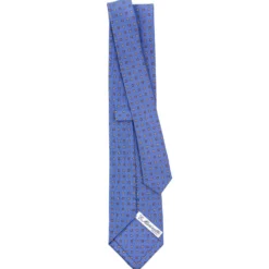 CRAVATTA SARTORIALE CLASSICA IN SETA AZZURRO POLVERE Microfantasia fiore