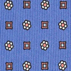 CRAVATTA SARTORIALE CLASSICA IN SETA AZZURRO POLVERE Microfantasia fiore