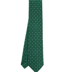 CRAVATTA SARTORIALE CLASSICA IN SETA VERDE OLIVA Microfantasia fiore