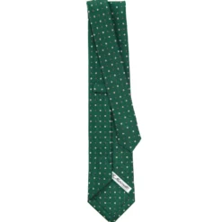 CRAVATTA SARTORIALE CLASSICA IN SETA VERDE OLIVA Microfantasia fiore