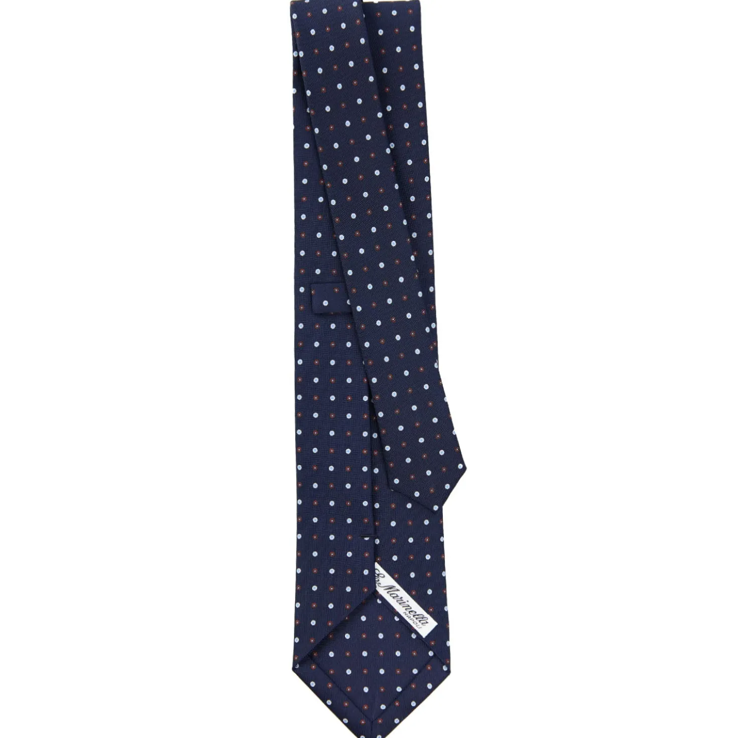CRAVATTA SARTORIALE CLASSICA IN SETA BLU SCURO Microfantasia fiore
