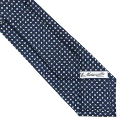 CRAVATTA SARTORIALE CLASSICA IN SETA BLU SCURO Microfantasia fiore