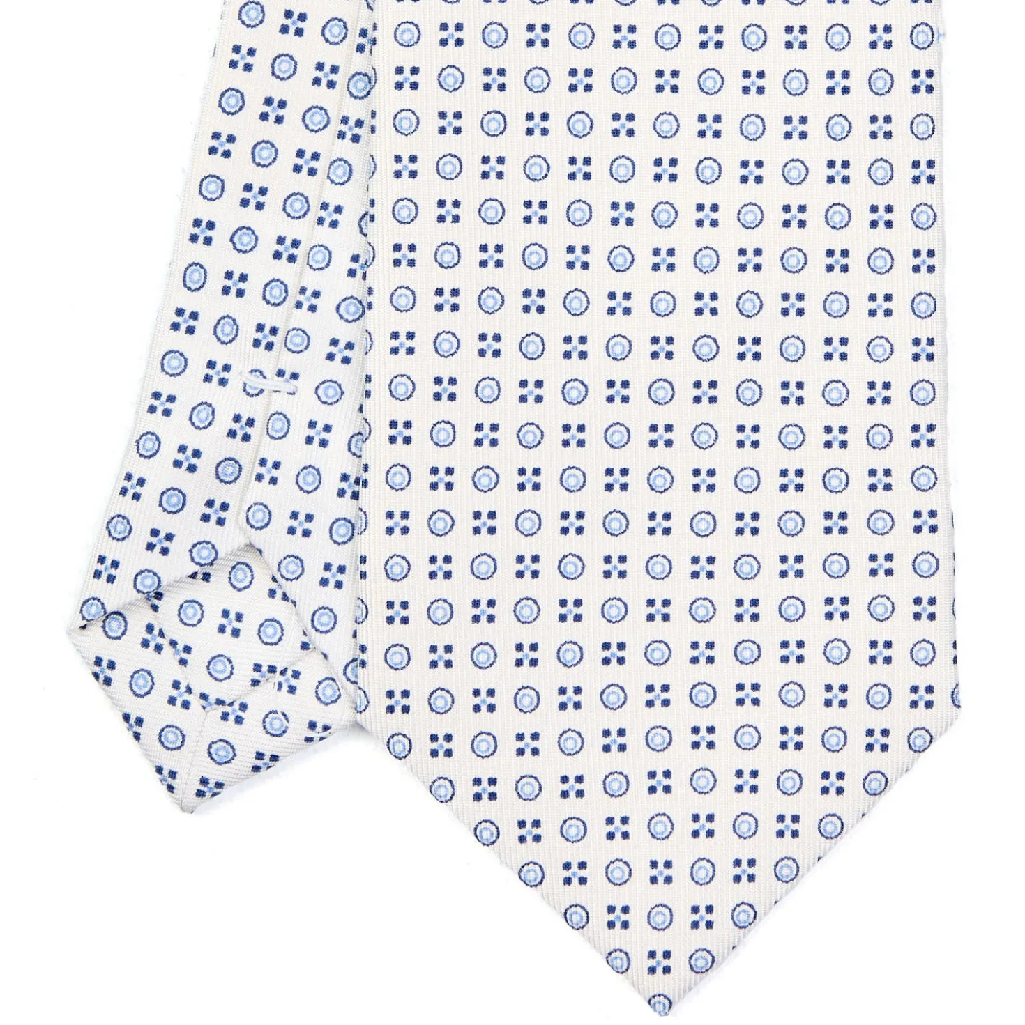CRAVATTA SARTORIALE CLASSICA IN SETA BIANCA Microfantasia fiore