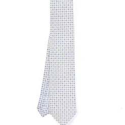 CRAVATTA SARTORIALE CLASSICA IN SETA BIANCA Microfantasia fiore