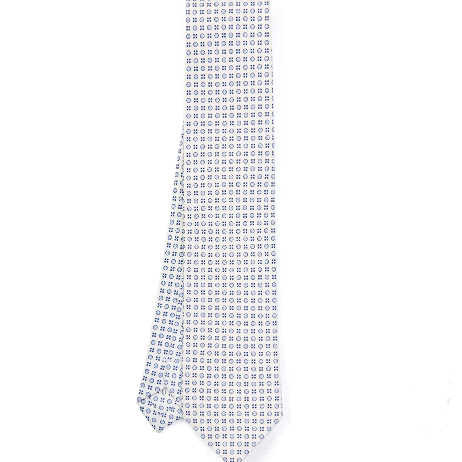 CRAVATTA SARTORIALE CLASSICA IN SETA BIANCA Microfantasia fiore