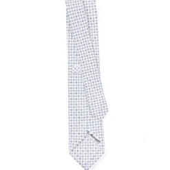 CRAVATTA SARTORIALE CLASSICA IN SETA BIANCA Microfantasia fiore