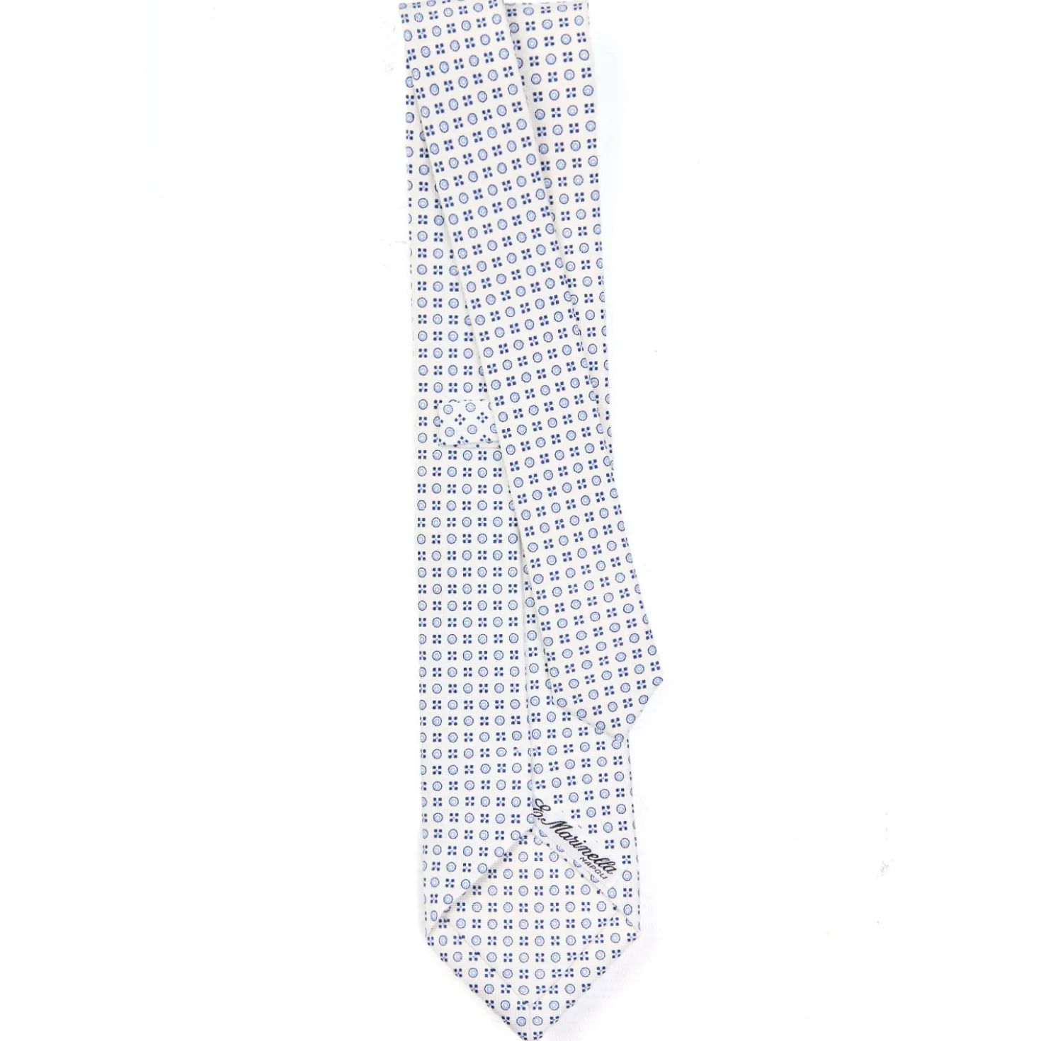 CRAVATTA SARTORIALE CLASSICA IN SETA BIANCA Microfantasia fiore