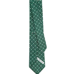 CRAVATTA SARTORIALE CLASSICA IN SETA VERDE SCURO Microfantasia fiore