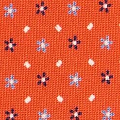CRAVATTA SARTORIALE CLASSICA IN SETA ARANCIONE Microfantasia fiore