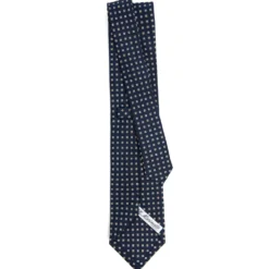 CRAVATTA SARTORIALE CLASSICA IN SETA BLU SCURO Microfantasia fiore