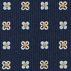 CRAVATTA SARTORIALE CLASSICA IN SETA BLU SCURO Microfantasia fiore