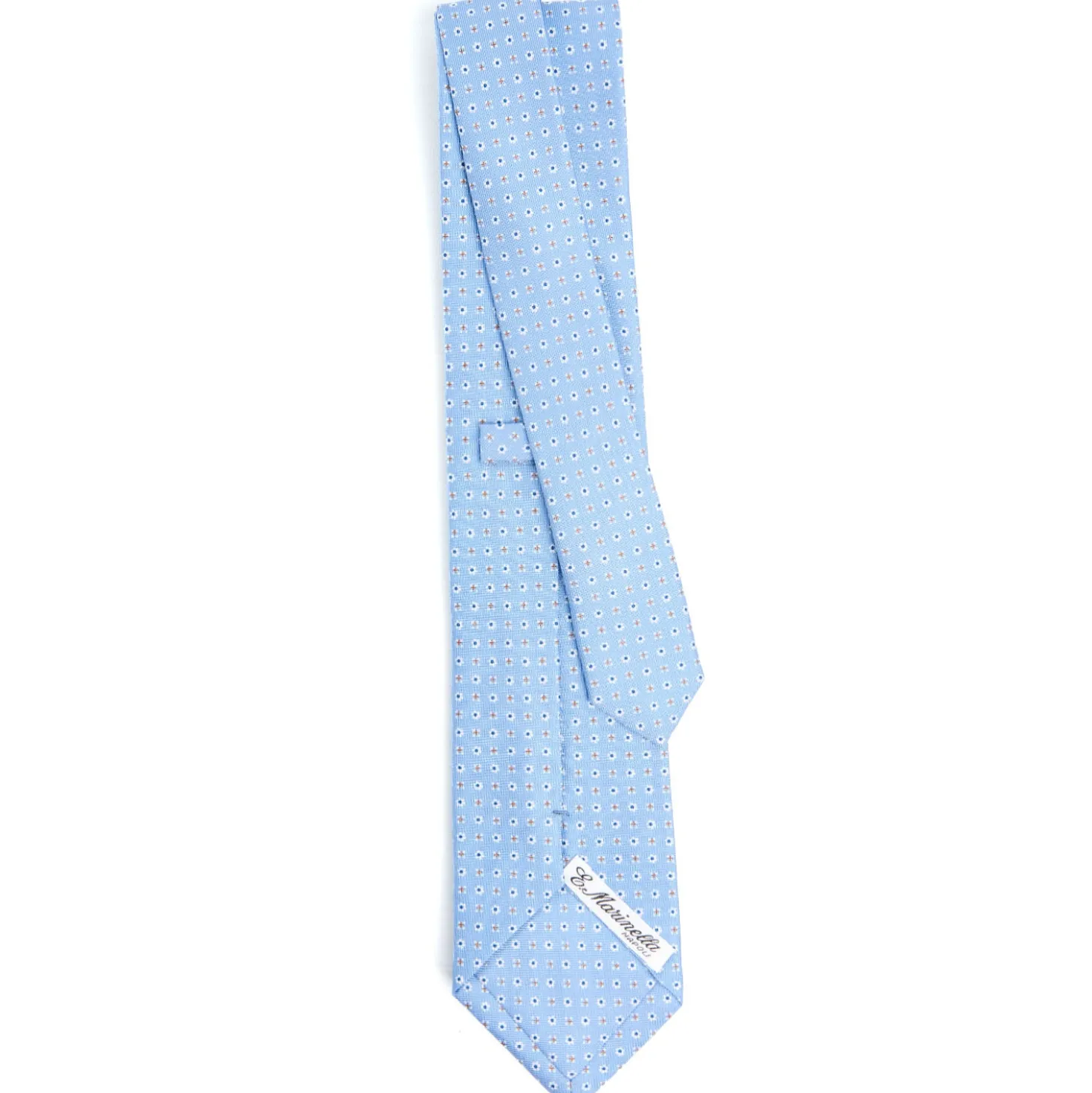 CRAVATTA SARTORIALE CLASSICA IN SETA AZZURRA Microfantasia fiore