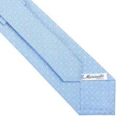 CRAVATTA SARTORIALE CLASSICA IN SETA AZZURRA Microfantasia fiore