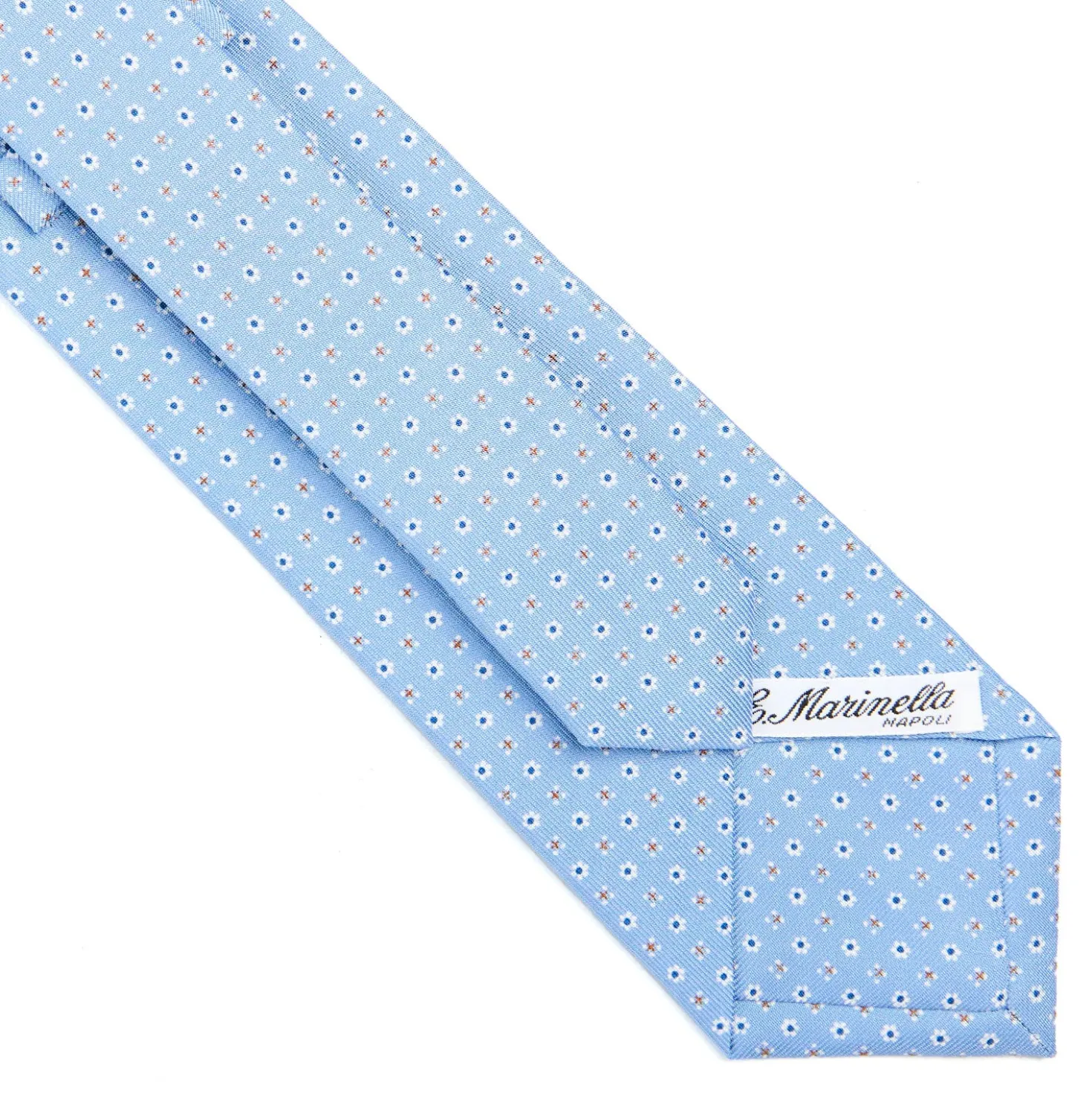 CRAVATTA SARTORIALE CLASSICA IN SETA AZZURRA Microfantasia fiore