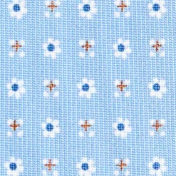 CRAVATTA SARTORIALE CLASSICA IN SETA AZZURRA Microfantasia fiore