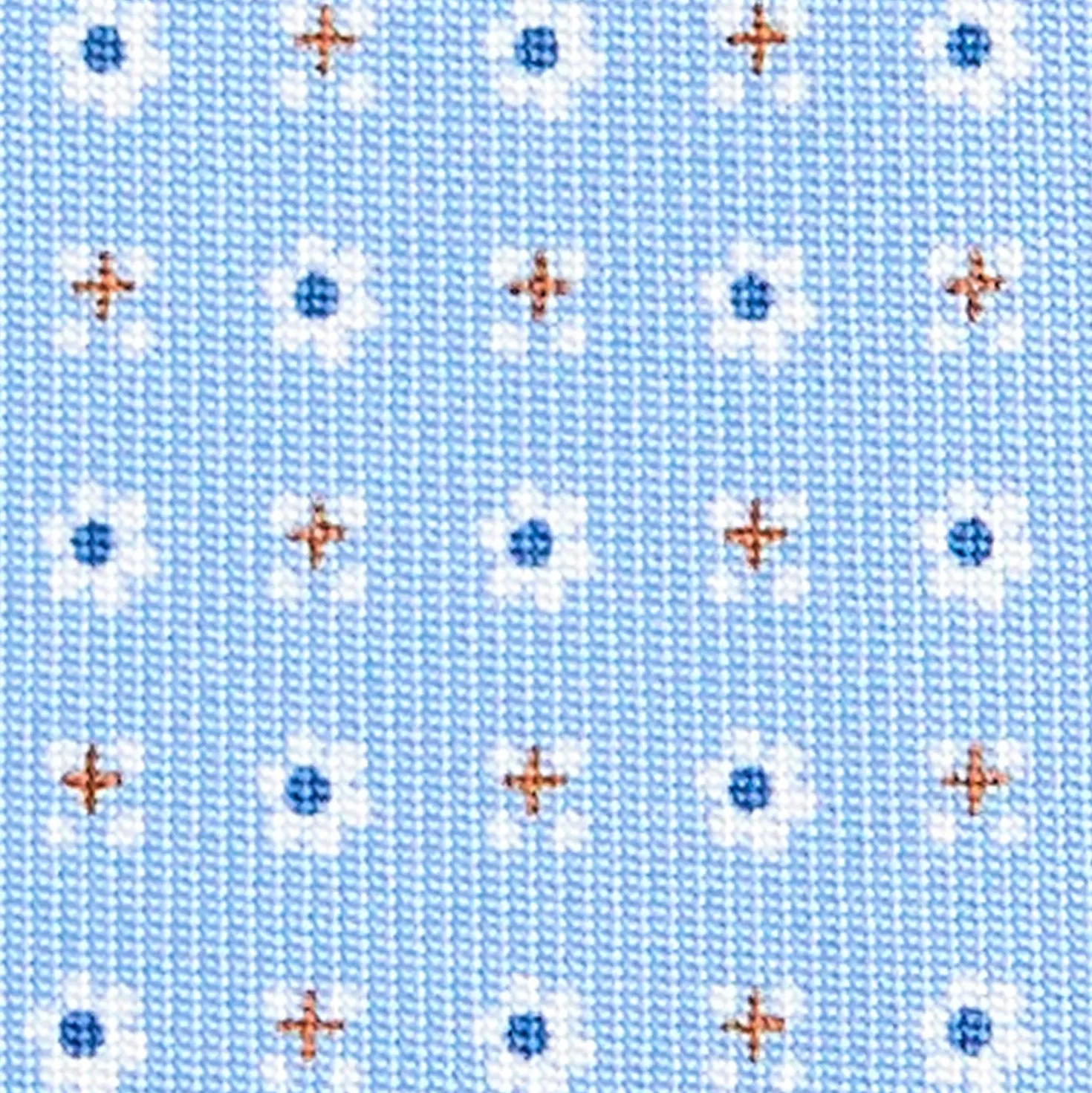 CRAVATTA SARTORIALE CLASSICA IN SETA AZZURRA Microfantasia fiore