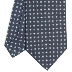 CRAVATTA SARTORIALE CLASSICA IN SETA GRIGIO SCURO Microfantasia fiore