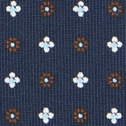 CRAVATTA SARTORIALE CLASSICA IN SETA BLU SCURO Microfantasia fiore