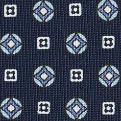CRAVATTA SARTORIALE CLASSICA IN SETA BLU SCURO Microfantasia fiore