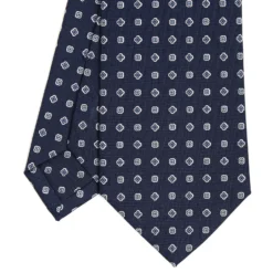 CRAVATTA SARTORIALE CLASSICA IN SETA BLU SCURO Microfantasia fiore