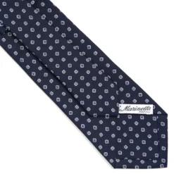 CRAVATTA SARTORIALE CLASSICA IN SETA BLU SCURO Microfantasia fiore
