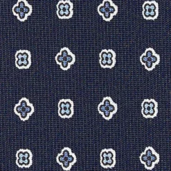 CRAVATTA SARTORIALE CLASSICA IN SETA BLU SCURO Microfantasia fiore
