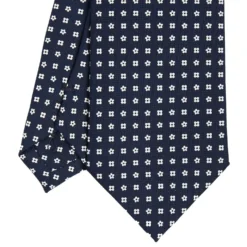 CRAVATTA SARTORIALE CLASSICA IN SETA BLU SCURO Microfantasia fiore