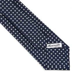 CRAVATTA SARTORIALE CLASSICA IN SETA BLU SCURO Microfantasia fiore