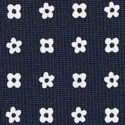 CRAVATTA SARTORIALE CLASSICA IN SETA BLU SCURO Microfantasia fiore