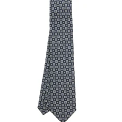 CRAVATTA SARTORIALE CLASSICA IN SETA BLU SCURO Microfantasia fiore