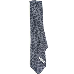 CRAVATTA SARTORIALE CLASSICA IN SETA BLU SCURO Microfantasia fiore