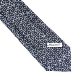 CRAVATTA SARTORIALE CLASSICA IN SETA BLU SCURO Microfantasia fiore