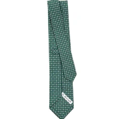 CRAVATTA SARTORIALE CLASSICA IN SETA VERDE SCURO Microfantasia fiore