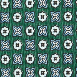 CRAVATTA SARTORIALE CLASSICA IN SETA VERDE SCURO Microfantasia fiore