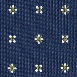 CRAVATTA SARTORIALE CLASSICA IN SETA BLU SCURO Microfantasia fiore