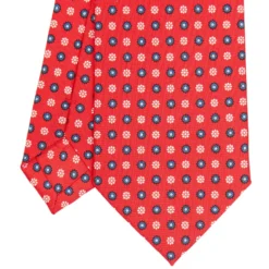 CRAVATTA SARTORIALE CLASSICA IN SETA ROSSA Microfantasia fiore