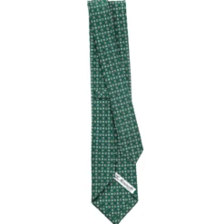 CRAVATTA SARTORIALE CLASSICA IN SETA VERDE OLIVA Microfantasia fiore