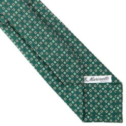 CRAVATTA SARTORIALE CLASSICA IN SETA VERDE OLIVA Microfantasia fiore