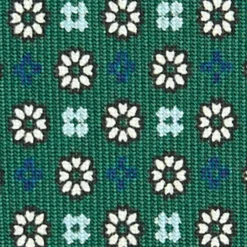 CRAVATTA SARTORIALE CLASSICA IN SETA VERDE OLIVA Microfantasia fiore