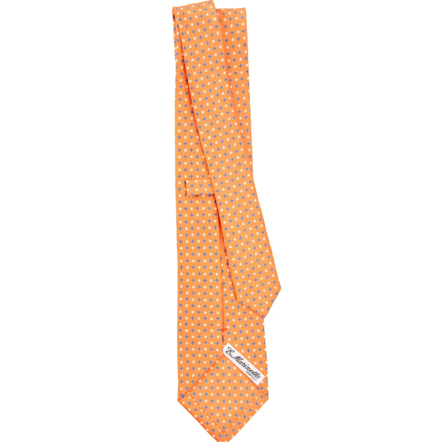 CRAVATTA SARTORIALE CLASSICA IN SETA ARANCIONE Microfantasia fiore