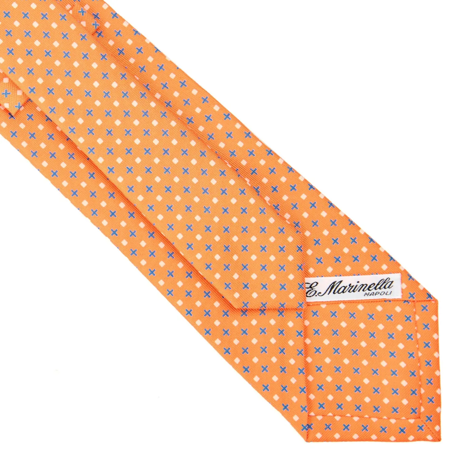 CRAVATTA SARTORIALE CLASSICA IN SETA ARANCIONE Microfantasia fiore